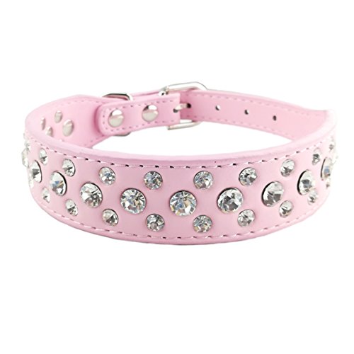 Newtensina Haustier Kragen Bling Welpen Halsband Niedlicher Hundehalsband mit Diamante für Mädchen - Pink - XS von Newtensina