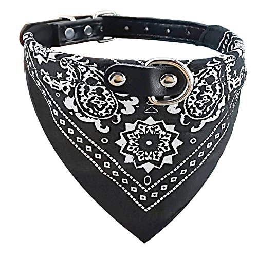 Newtensina Mode Hundebandana Halsband HundeHalsband Junge Mittel Bandana Hündchen Bandana mit Halsband für Hunde - Black - XL von Newtensina