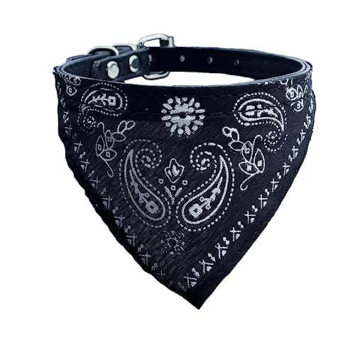 Newtensina Mode Hundebandana Halsband HundeHalsband Junge Mittel Bandana Hündchen Bandana mit Halsband für Hunde - Black - S von Newtensina