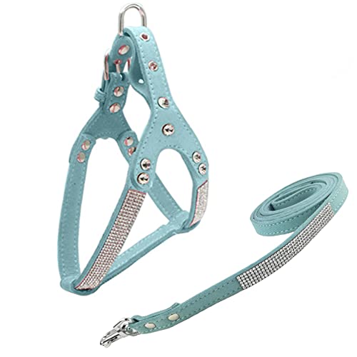 Newtensina Mode Hundegeschirr mit Diamant und Leine Bling Niedlich Hundegeschirr Welpen Geschirr mit Bling Leine für Klein Hunde Mittlere Hunde von Newtensina