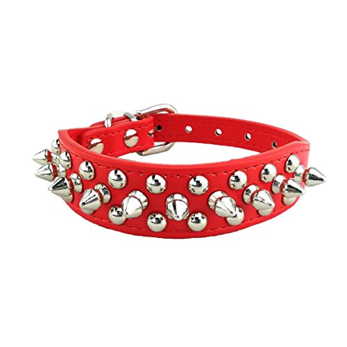 Newtensina Stilvoll Hundehalsband Punk Hundehalsband Nieten Hundehalsband für Hunde - Red - S von Newtensina