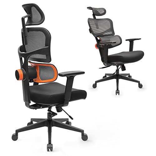 Newtral Ergonomischer Bürostuhl - Schreibtischstuhl mit hoher Rückenlehne mit einzigartiger Verstellbarer Lordosenstütze, Verstellbarer Rückenlehne und Sitztiefe, Neigungsfunktion, Kopfstütze von Newtral