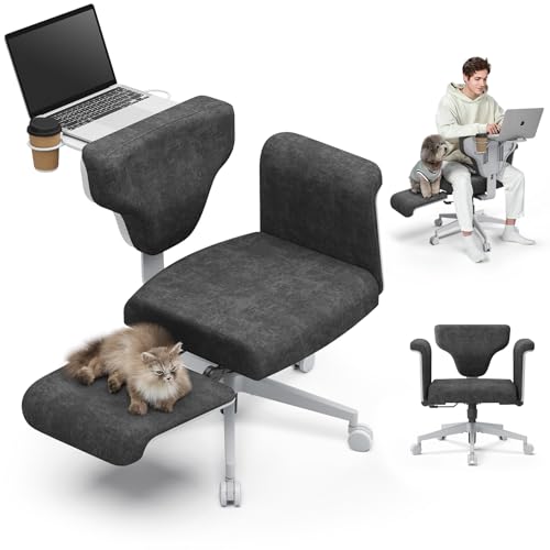 Newtral FX-FB Bürostuhl mit Armlehne Verstellbar, Schreibtischstuhl Ergonomisch Drehstuhl mit Rollen, Schneidersitz Stuhl für Schminktisch Büro, Criss Cross Office Chair mit Laptop Ständer Newtral FX-FB Bürostuhl mit Armlehne Verstellbar, Schreibtischstuhl Ergonomisch Drehstuhl mit Rollen, Schneidersitz Stuhl für Schminktisch Büro, Criss Cross Office Chair mit Laptop Ständer von Newtral