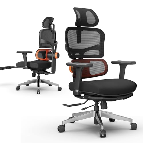 Newtral NT002 Bürostuhl Ergonomisch mit Fußstütze Lendenstütze, Ergonomischer Schreibtischstuhl 150kg, Ergonomic Office Chair PC Stuhl Computerstuhl mit Einstellbare Kopfstütze Armlehne (Schwarz) von Newtral