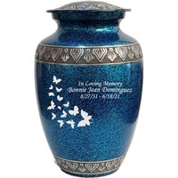 Schmetterling Extra Große Blaue Menschliche Beerdigung Einäscherung Urne, Individuell Gravierte Begleiter Urne von Newworldaccents