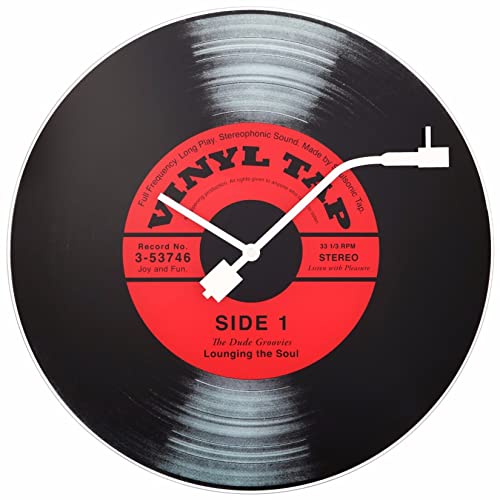 NeXtime 14-8141 Wanduhr VINYL TAP, Schallplatten-Design, aus Glas, ø 43 cm, Schwarz von NeXtime