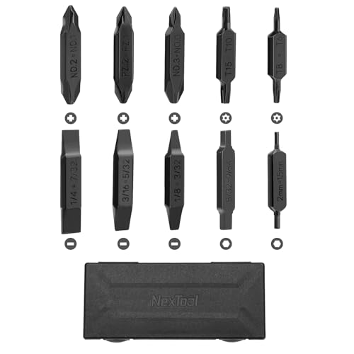 NexTool Bit-Set, 10 doppelendige Schraubendreher-Bits für Multi-Tools,Pocket Tool E1 und Flaggschiff Captain, Schlitz-, Kreuzschlitz-, Sechskant- und Torx-Bits mit Aufbewahrungskoffer NexTool Bit-Set, 10 doppelendige Schraubendreher-Bits für Multi-Tools,Pocket Tool E1 und Flaggschiff Captain, Schlitz-, Kreuzschlitz-, Sechskant- und Torx-Bits mit Aufbewahrungskoffer von NEXTOOL