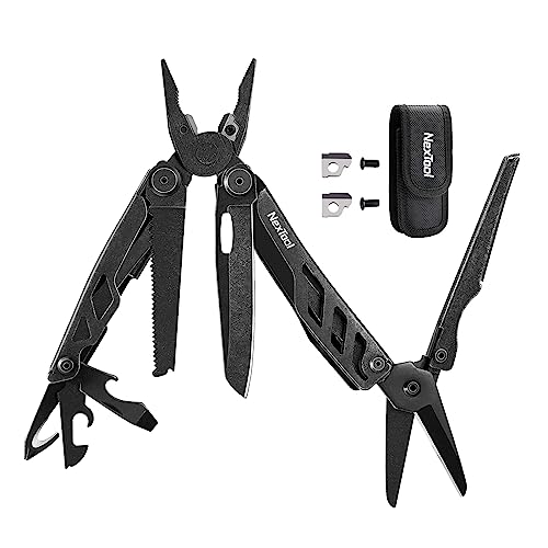 NexTool Flagship Pro Multitool Werkzeug 16 in 1 Faltbares Edelstahl Multifunktionale Zange, Taschenmesser mit Flasche/Dosenöffner, Schere, Messer und Säge für Camping, Reparieren, Männer Geschenke von NexTool