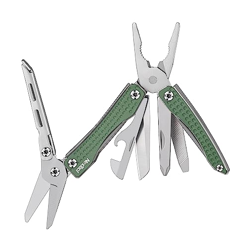 NexTool Multitool, Mini Flagship 10 in 1 Mini multitool, Faltbares Multitool Werkzeug mit Taschenmesser, Zange, Dosenöffner, Schere, Schraubendreher, Flaschenöffner für Camping/Männer Geschenke-Grün von NexTool