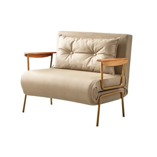 Ausziehbares Schlafsofa Umwandelbares Schlafsofa, verstellbare Couch mit , moderner Heim-Liegestuhl aus Kunstleder for Wohnzimmer/Heimbüro/Gästebetten/Wohnung/Loft im Obergeschoss(Beige,100cm) von NexaGeniX