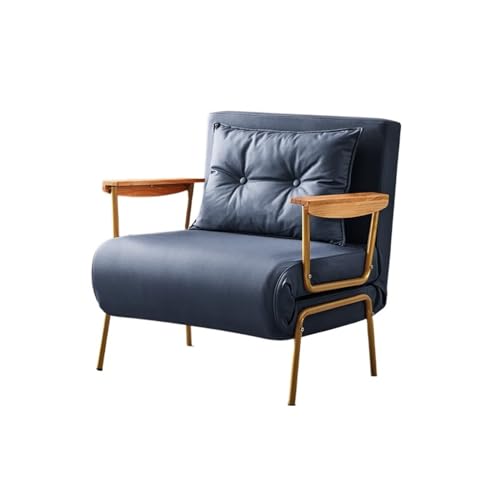 Ausziehbares Schlafsofa Umwandelbares Schlafsofa, verstellbare Couch mit , moderner Heim-Liegestuhl aus Kunstleder for Wohnzimmer/Heimbüro/Gästebetten/Wohnung/Loft im Obergeschoss(Dark Blue,80cm) von NexaGeniX