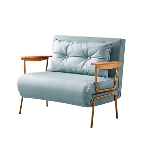 Ausziehbares Schlafsofa Umwandelbares Schlafsofa, verstellbare Couch mit , moderner Heim-Liegestuhl aus Kunstleder for Wohnzimmer/Heimbüro/Gästebetten/Wohnung/Loft im Obergeschoss(Light Blue,100cm) von NexaGeniX