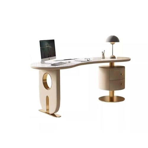 Computertisch Französischer Creme Wind Schiefer Schreibtisch Modern Home Light Luxus PC Tisch Schreibtisch Designer Gebogener Beratungstisch Schreibtisch für Homeoffice(140 * 77 * 75cm) von NexaGeniX