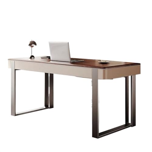 Computertisch Moderner minimalistischer Luxus-Massivholz-Schreibtisch aus Sattelleder in Walnuss-Optik, for Arbeitszimmer, Schlafzimmer, Zuhause, Schreibtisch, Büro Schreibtisch für Homeoffice(160x60x von NexaGeniX
