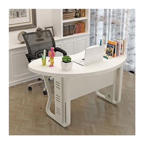 NexaGeniX Computertisch Home PC Tisch Boss Schreibtisch Büro Schreibtisch Crescent Arc Shopkeeper Tisch Einzel Schreibtisch für Homeoffice(Weiß,120x80x75cm) von NexaGeniX