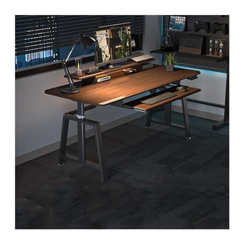 NexaGeniX Computertisch Intelligenter elektrischer Hubtisch Büro Computertisch Stehtisch for Zuhause Gaming-Tisch Schreibtisch für Homeoffice(Bruin,100 * 60 * 66-95CM) von NexaGeniX