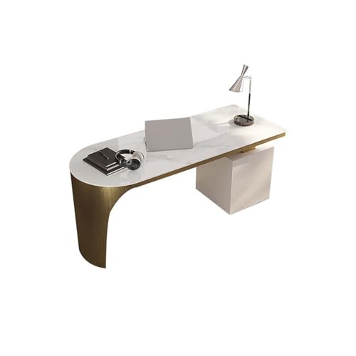NexaGeniX Computertisch Minimalistischer Schreibtisch Moderner PC-Tisch aus Steinplatten Home Study Designer High-End-Büroschreibtisch Schreibtisch für Homeoffice(Gold,180 * 70 * 74cm) von NexaGeniX
