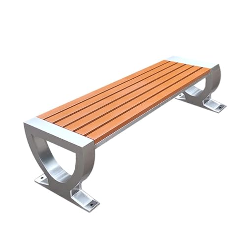 NexaGeniX Outdoor Bank Feste Gartenbank Edelstahl Park Holzsitz 150cm Gartenbank von NexaGeniX