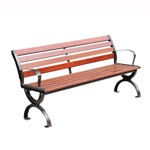 NexaGeniX Outdoor Bank Hellbraune Aluminium-Freizeit-Rückenlehne im Freien Bank-Parkbank 1,2/1,5/1,8 Meter Gartenbank(Klein) von NexaGeniX