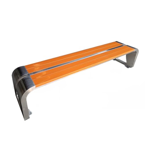 NexaGeniX Outdoor Bank Stainless Steel Outdoor Bench Residential Park Square Seat Wooden Gartenbank von NexaGeniX