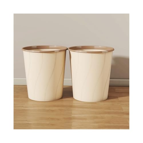 NexaGeniX mülleimer Papierkorb, runder, deckelloser Doppeleimer-Design, großer Kunststoff-Papierkorb for Privatküchen und Cafés, 2er-Pack mülleimer für Innenbereich(Beige) von NexaGeniX