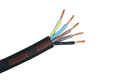Nexans Titanex Gummikabel H07RN-F 5G2,5 5x2,5mm² schwarz für Baustelle Garten Boot Camping 15m Ring von Nexans Titanex