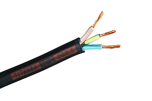 TITANEX H07RN-F 3x2,5mm² Schwere Gummileitung Gummischlauchleitung Schwarz Meterware (3x2,5mm²) von Nexans Titanex