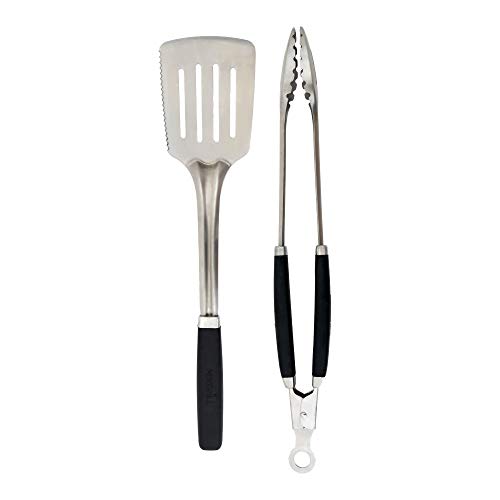 Nexgrill Edelstahl Grillbesteck-Set extra lang, Grillset mit großer Grillzange und Wender, Profi Grillzubehör 2-teilig mit Halter, Geschenk für Männer hochwertig von Nexgrill