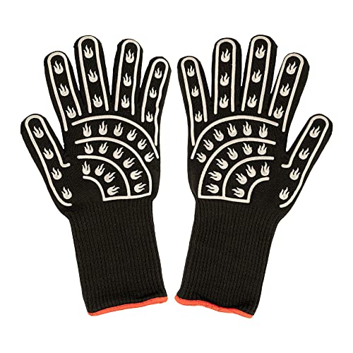 Nexgrill Grillhandschuhe Größe XL/XXL hitzebeständig bis zu 500 Grad I Extra Lang - Ofenhandschuhe feuerfest in schwarz I Kochhandschuhe I Backhandschuhe I BBQ Zubehör I Kaminhandschuhe von Nexgrill