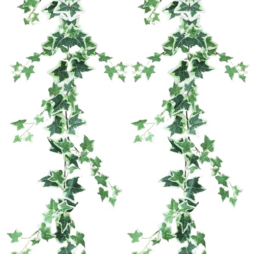 2 Stück Efeu Künstlich Girlande, 2M Efeu Girlande Efeu Künstlich Hängepflanze Blumen Girlande Efeuranken Künstlich Blätter Girlande Kunst Pflanze Hängen Ranke für Zimmer Wand Balkon (B) von Nexoria