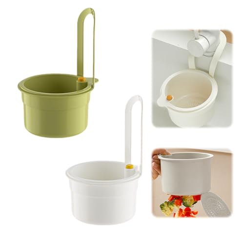 2 Stück Siebkorb für Spülbecken, Abflusssieb Spüle mit Griff Siebkorb Wasserhahn Hängende Waschbecken Sieb Spülbecken Siebkörbchen Filterkorb Abflusssieb Waschbecken für Küchen (Weiß+Grün) von Nexoria