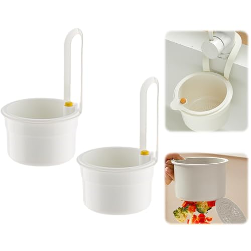 2 Stück Siebkorb für Spülbecken, Abflusssieb Spüle mit Griff Siebkorb Wasserhahn Hängende Waschbecken Sieb Spülbecken Siebkörbchen Filterkorb Abflusssieb Waschbecken für Küchen (Weißx2) von Nexoria
