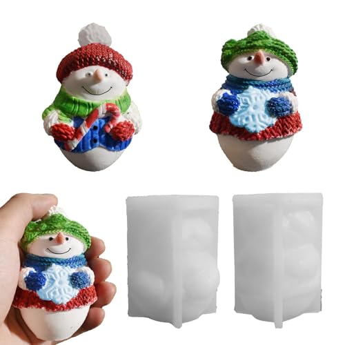 2 Stück Silikonformen Gießformen Weihnachten Kerzen, 3D Schneemann Silikonform Weihnachten Kerzenformen zum Gießen Schneemann Kerzen Silikonform Gießformen Silikon Weihnachten für Kerzen (A) von Nexoria