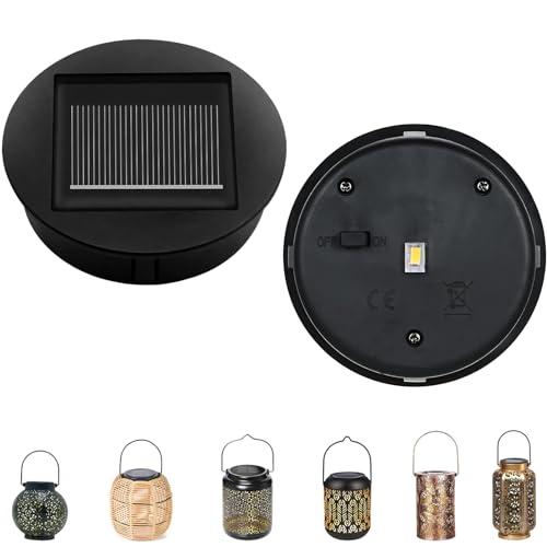 2 Stück Solarleuchten Ersatzteile 8cm, Solar Ersatzdeckel Solarleuchten Ersatz Top mit LED Leuchtmitteln Wasserdicht Solar Laterne Ersatz Solarmodul für Gartenleuchte (2pcs) von Nexoria