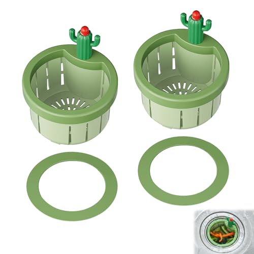 Abflusssieb, 2 Stück Sieb für Spülbecken mit Griff Kaktus Stöpsel Waschbecken Waschbecken Sieb Abflusssieb Küchenspüle Küchenspüle Stopper Sieb Abflusssieb Waschbecken Sieb für Küche (Grün) von Nexoria