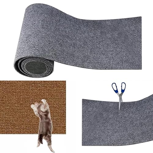 Selbstklebende Kratzmatte Für Katzen - Kratzteppich Und Kratzschutz Für Wand, Teppiche Und Sofa - Kratzbretter Katzenkratzmatte (Dunkelgrau, 30 * 100CM) von Nexoria