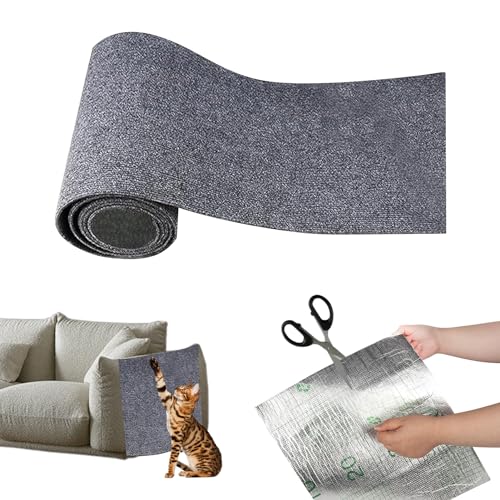 Selbstklebende Kratzmatte Für Katze - Kratzteppich, Kratzbretter, Kratzschutz Für Wand - Schützt Teppiche Und Sofa (Dunkelgrau, 40 * 200cm) von Nexoria