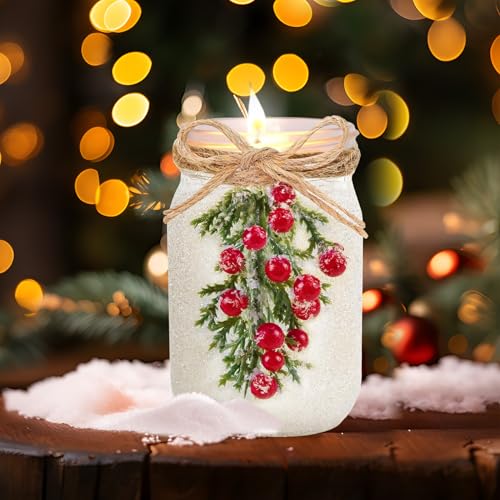 Duftkerze Im Glas, Weihnachtsdeko Innen Natürliche Sojakerze Tischdeko Weihnachten Duftkerze Sojawachs Kerze Duft Kerze Indoor Kerze Im Glas Aromatherapie Candle für Weihnachten Deko (Klein) von Nexoria