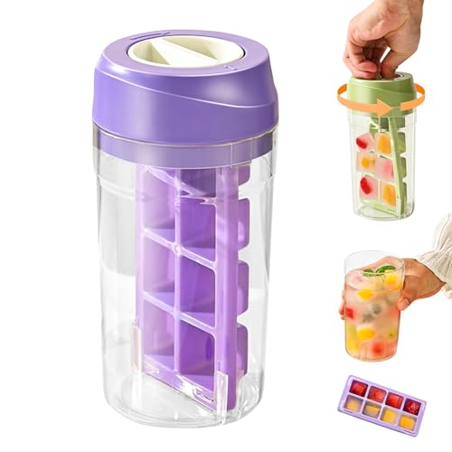 Eiswürfelform Silikon, 2-in-1 Eisflaschenbecher Eiswürfelbehälter Silikon Eiswürfel Flasche mit Deckel und Behälter Eiswürfelflasche Tragbarer Eiswürfelform Eisbereiterbecher für Sommer (Lila) Eiswürfelform Silikon, 2-in-1 Eisflaschenbecher Eiswürfelbehälter Silikon Eiswürfel Flasche mit Deckel und Behälter Eiswürfelflasche Tragbarer Eiswürfelform Eisbereiterbecher für Sommer (Lila) von Nexoria