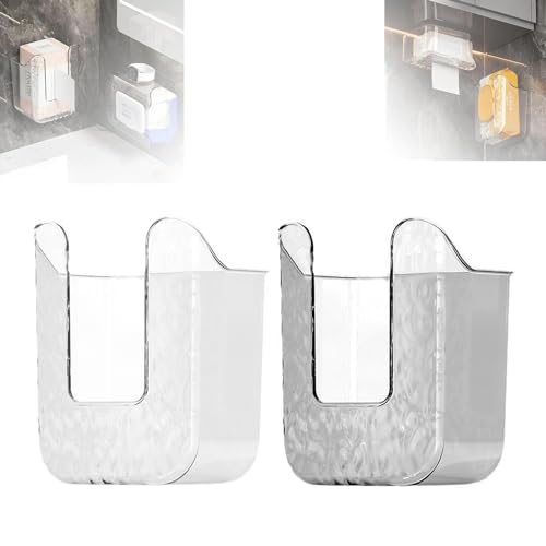 Feuchttücher Box, Feuchtes Toilettenpapier Box Wischtücher Aufbewahrungsbox Transparent Taschentuchspender Selbstklebende Taschentuchhalter Wandhalterung Feuchttuchspender Box für Bad (Weiß+Grau) von Nexoria