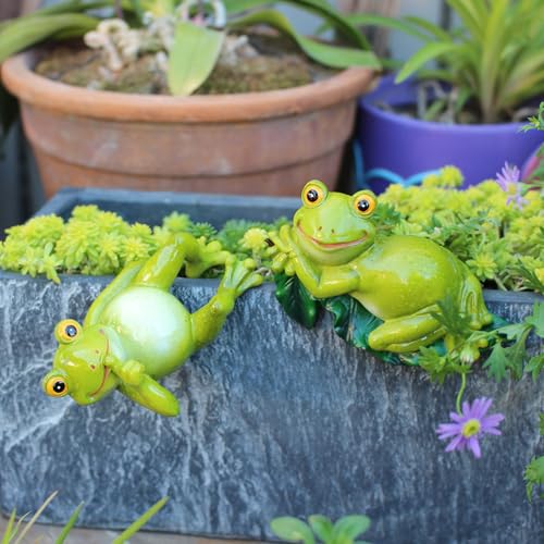 Gartendeko für Draußen Frosch, 2 Stück Blumentopf Hänger Frosch Deko Tiere Harz Statue Gartendeko Frosch Blumentopfhänger Figuren Wetterfest Frühlingsdeko Draußen Frosch für Topf Garten Balkon (C) von Nexoria