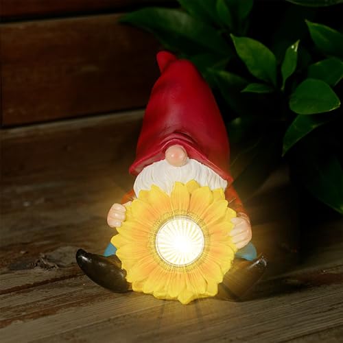 Gartendeko für Draußen Wetterfest, Solar Gartenzwerge für Außen Solar LED Solarleuchten Garten Zwerge mit Kürbis Wichtel Gartenfiguren Beleuchtet Gartenleuchten Gartendeko für Garten Balkon (A) von Nexoria