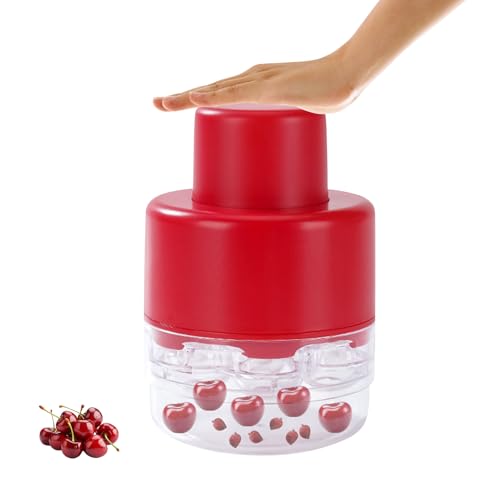 Kirschentkerner, Kirschentsteiner Manuell Kirschenentkerner mit 7 Löchern EntfernerKirschenentsteiner mit Auffangbehälter Entkerner Kirschen für Kirschen Pflaume (Rot) von Nexoria