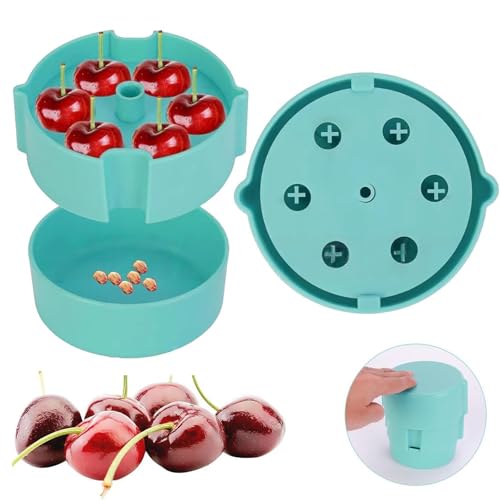 Kirschentsteiner Manuell, Kirschentkerner Kirschkernentferner EntfernerKirschenentsteiner mit Auffangbehälter Obstentkerner Entkerner Kirschen für Schnell Entfernen Früchtsteinen (Blau) von Nexoria