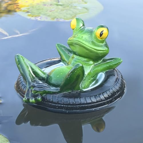 Nexoria Deko Garten Frosch Figuren, Miniteich Deko Schwimmender Frosch Teichdeko Gartendeko für Draußen Wetterfest Frosch Deko Harz Frösche Gartenfigur Gartendeko für Schwimmdeko Teich (A) von Nexoria