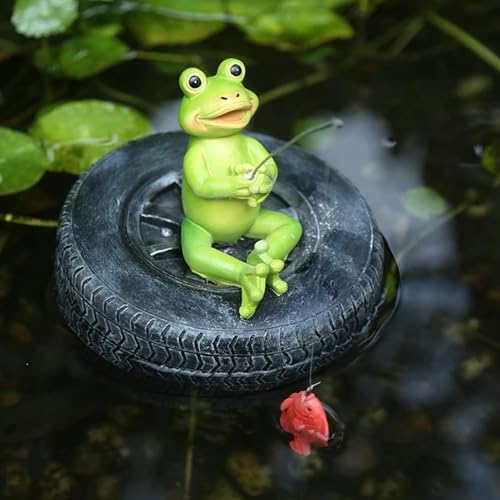 Nexoria Deko Garten Frosch Figuren, Miniteich Deko Schwimmender Frosch Teichdeko Gartendeko für Draußen Wetterfest Frosch Deko Harz Frösche Gartenfigur Gartendeko für Schwimmdeko Teich (F) von Nexoria