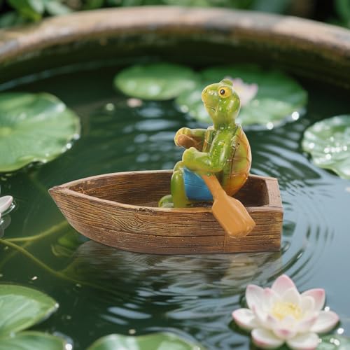 Nexoria Deko Garten Frosch Figuren, Miniteich Deko Schwimmender Frosch Teichdeko Gartendeko für Draußen Wetterfest Frosch Deko Harz Frösche Gartenfigur Gartendeko für Schwimmdeko Teich (L) von Nexoria