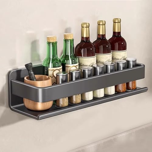 Nexoria Gewürzregal, Gewürzregal Wand Ohne Bohren Küchenregal Ohne Bohren Küchenregal Hängend Mit Haken Edelstahl Küchenhalterung Gewürzhalter Organizer Hängend Küchenregal Wand für Küche (A, 30cm) von Nexoria