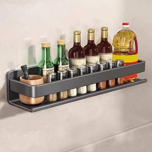 Nexoria Gewürzregal, Gewürzregal Wand Ohne Bohren Küchenregal Ohne Bohren Küchenregal Hängend Mit Haken Edelstahl Küchenhalterung Gewürzhalter Organizer Hängend Küchenregal Wand für Küche (A, 40cm) von Nexoria