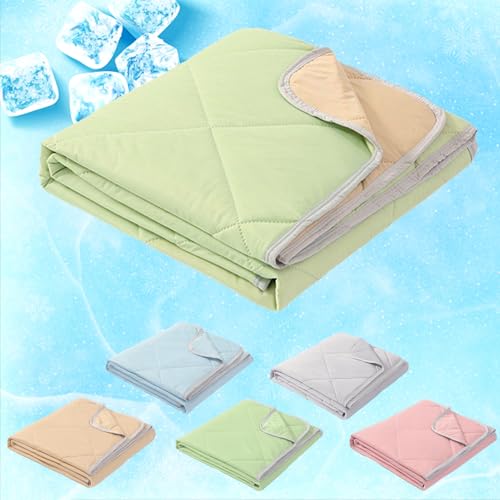 Nexoria Kühldecke, Schlafhimmel Cooling Sleep KüHldecke Cooling Sleep Decke Sommerdecke Doppelseitig Kühlende Bettdecke Sommer Cooling Blanket Kühlende Decke für Bett Sofa (Gelb+Grün, 150 * 200cm) von Nexoria